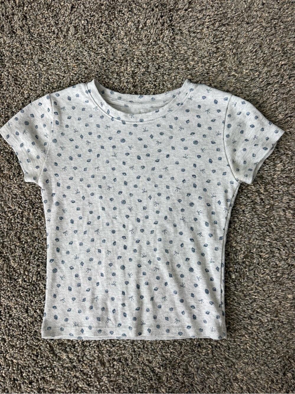 Cotton studio Light Gray Short Sleeve Tee with Blue print